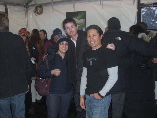 Actor J. Eddie Martinez with directors Ryan Fleck and Anna Boden at the Sundance film festival