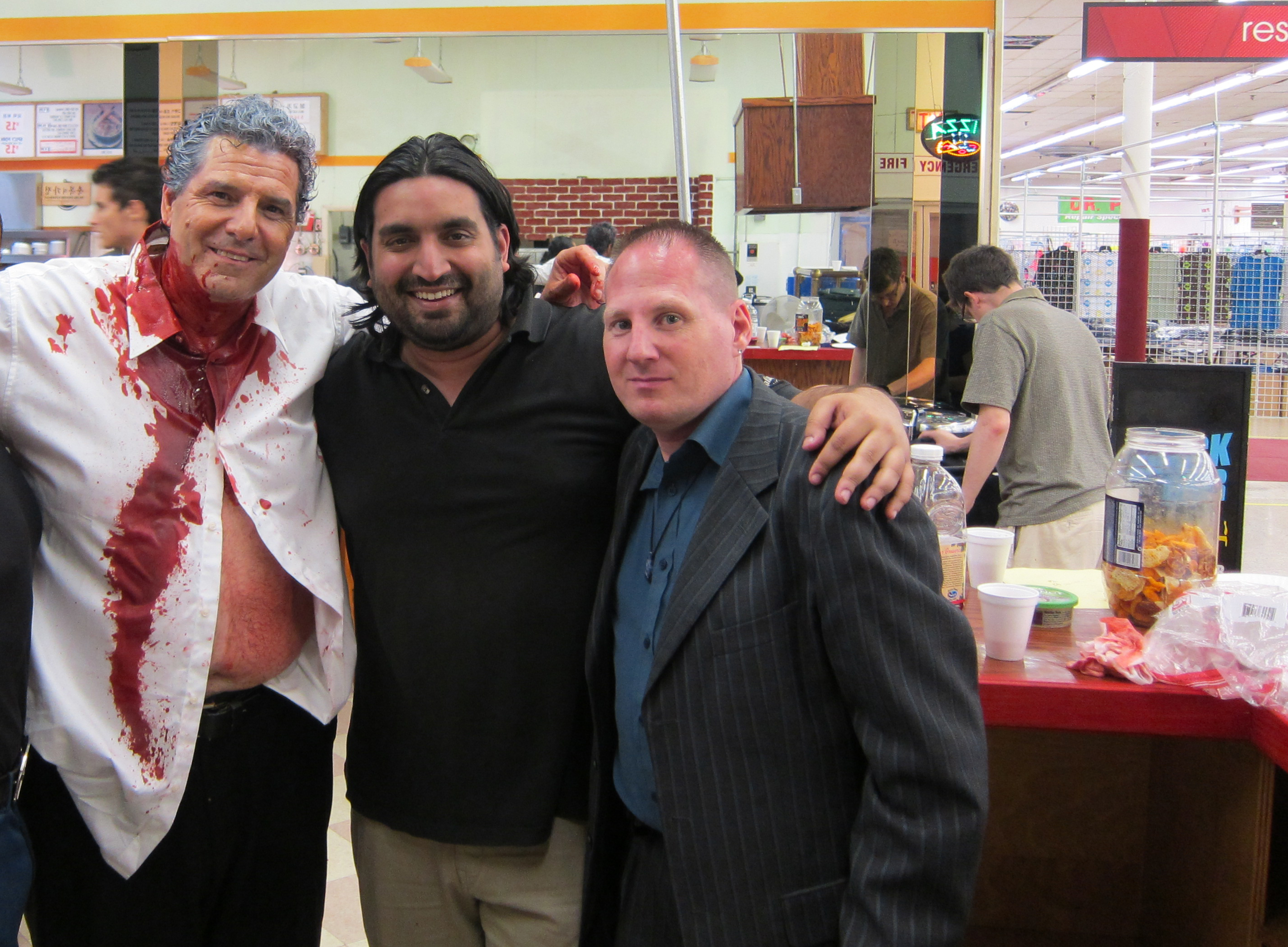 Ronnie Banerjee (DSK Unauthorized, Mafia Man: Robstown Gangster), John Thomas (New York City casting director) and Rich Rossi on the set of Night Bird