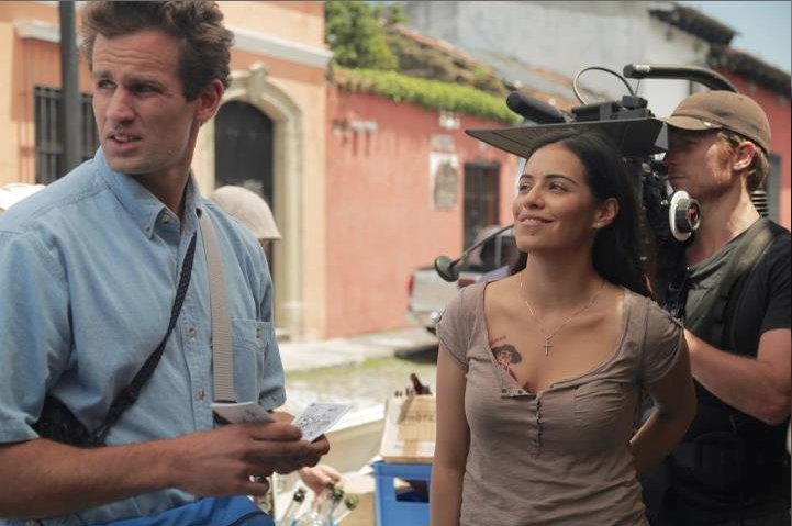 Chris Keener with Olga Segura on the set of The Garden of Steven