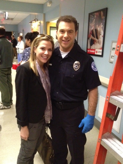 On the set of Private Practice with Evan Olman and Christine Blackman