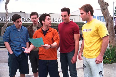 Still of Jason Biggs, Chris Klein, Thomas Ian Nicholas, Seann William Scott and Eddie Kaye Thomas in American Pie 2 (2001)