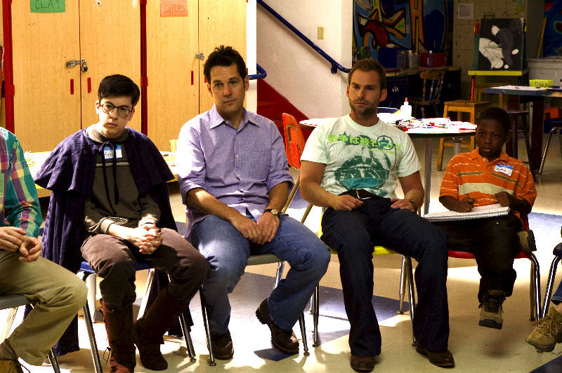 Still of Seann William Scott, Paul Rudd, Bobb'e J. Thompson and Christopher Mintz-Plasse in Vyriskas auklejimas (2008)