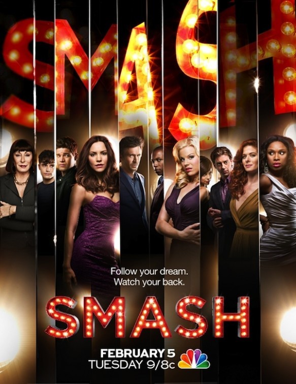 Anjelica Huston, Debra Messing, Jack Davenport, Christian Borle, Leslie Odom Jr., Jennifer Hudson, Katharine McPhee, Megan Hilty, Jeremy Jordan, Krysta Rodriguez and Andy Mientus in Smash (2012)