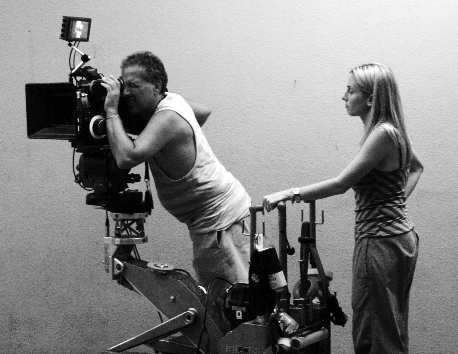 With cinematographer Mauricio Rubenstein on set of Love and Debate