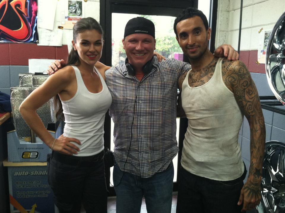Mick Betancourt with Serinda Swan and Luis Da Silva Jr. on the set of Breakout Kings.