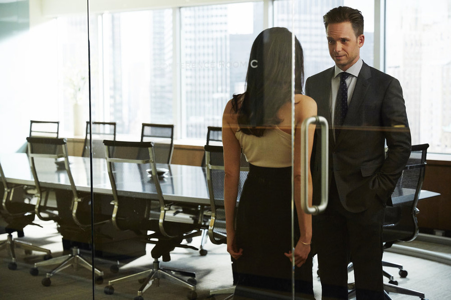 Still of Patrick J. Adams and Meghan Markle in Suits (2011)
