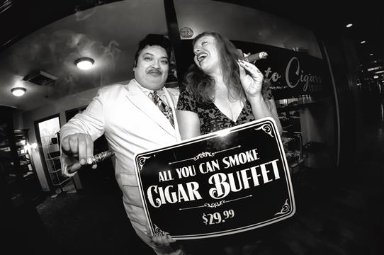Paul Vato and Sarah Vato (VI) at their shop, Vato Cigars, inside Binion's Casino on Fremont Sreet in Classic Downtown Las Vegas.