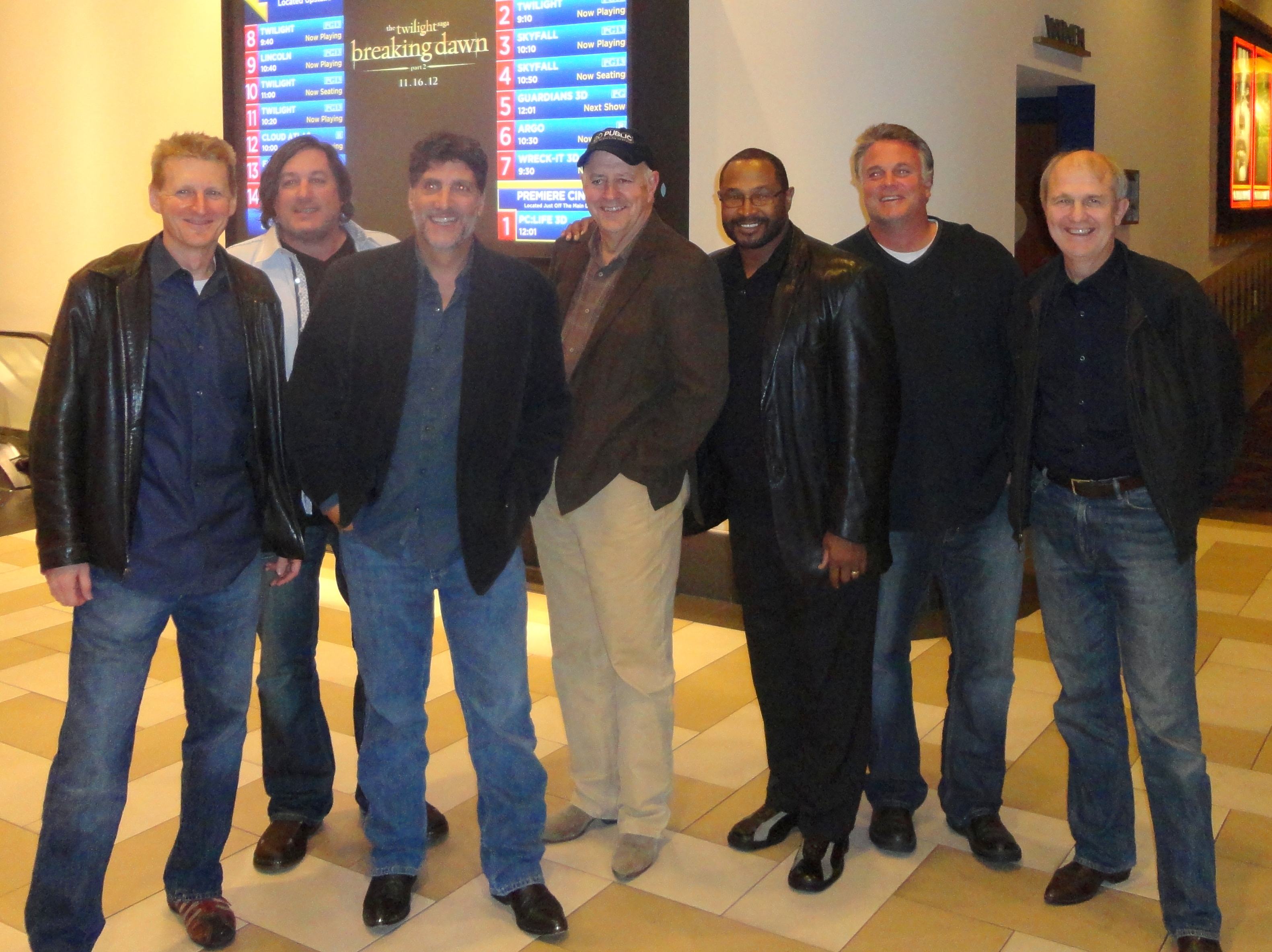Richard Remppel, Daniel Dupont, Steven Scaffidi, James O'Keeffe, Billy Moore, Dan Goetz and Jim Covell at the LA Live screening of 