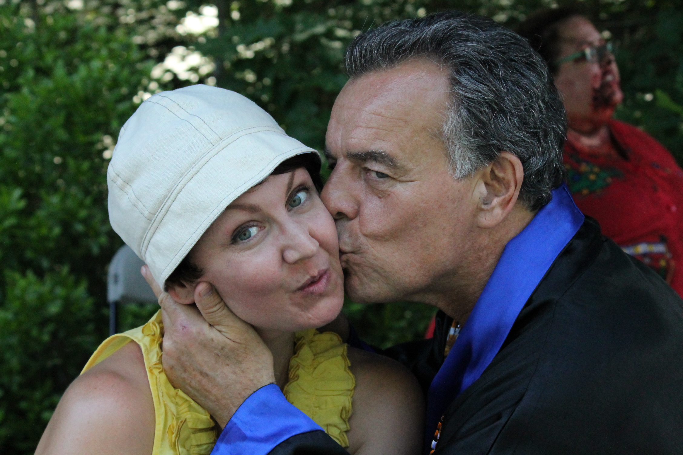 Paula Vincent and Ray Wise on the set of 