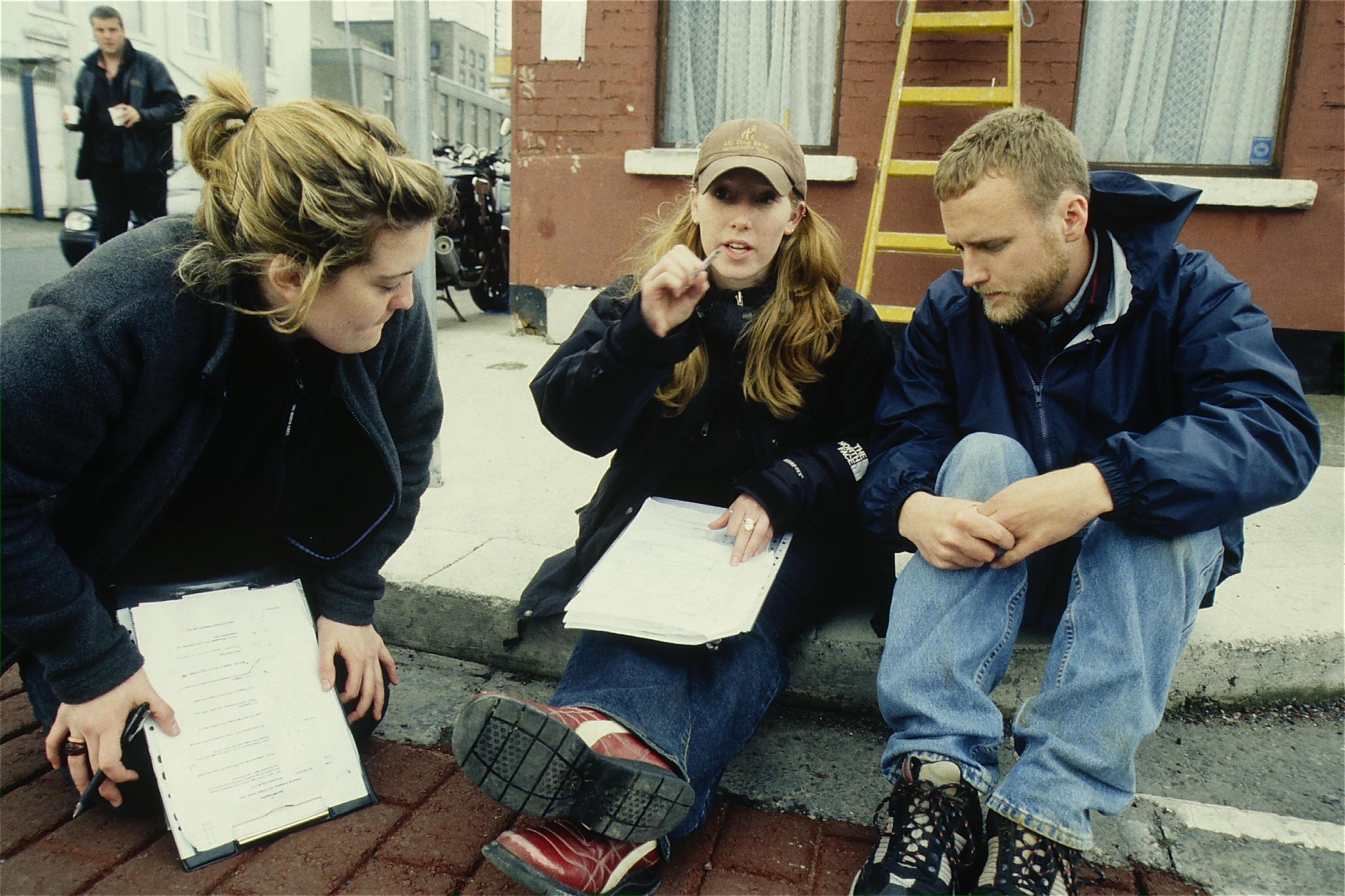 Steph Green on set with DP Kevin Richey and 1st AD Natasha Blake