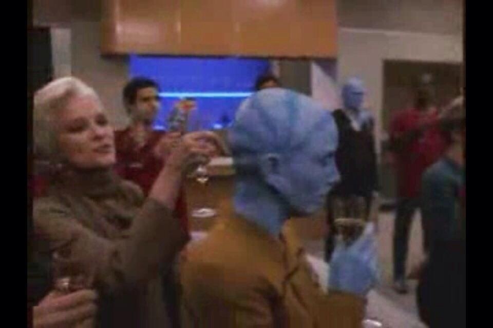 Star Trek Voyager last episode entitled END GAME when they celebrated back on earth... this was pretty cool pretty cool..