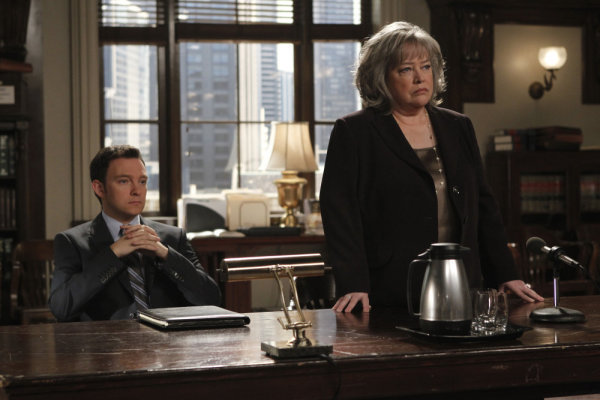 Still of Kathy Bates and Nate Corddry in Harry's Law (2011)