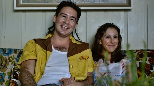 Tarah Consoli (as Betsy Rossi) and Paolo Mancini (as Reg Rossi) on the set of 