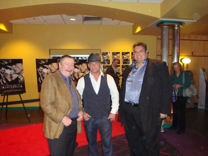 Having trained actor Adam Nelson in Cowboy Shooting I was invited to the premier of Appaloosa. I am here with writer Robert Parker and tough guy Adam