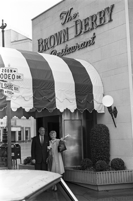 Barbara Stanwyck in front of The Brown Derby circa 1965