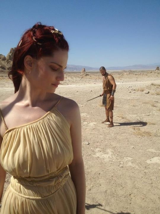 Diana Gettinger and Alexander Bedria on the set of Palmyra