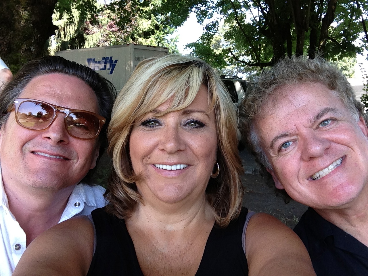 Sandra Montgomery, Brian Davie, David Winning on the set of THE TOWN THAT CAME A-COURTIN' 2013