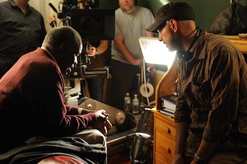 Still of Danny Glover with director Jim Cliffe in 'Donovan's Echo'.