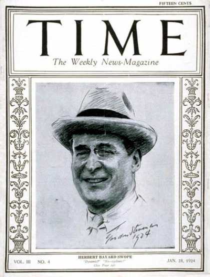 Grandfather, Herbert Bayard Swope on cover of Time Magazine.