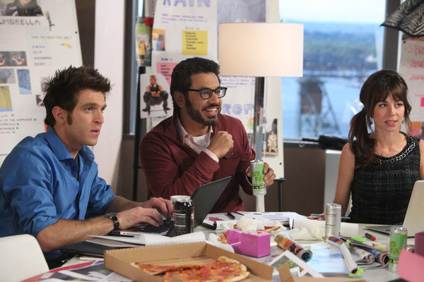 Still of Al Madrigal, Natasha Leggero and Mo Mandel in Free Agents (2011)