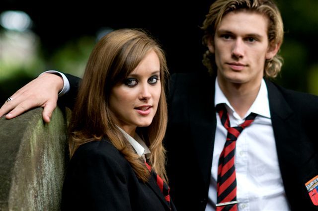 Still of April Pearson and Alex Pettyfer in Tormented (2009)