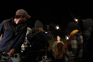 Behind the scenes of the sparkler scene of Seeking Solace.