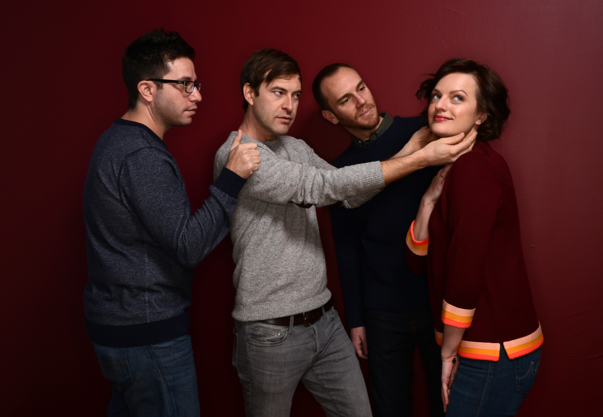 Elisabeth Moss, Mark Duplass, Justin Lader and Charlie McDowell at event of The One I Love (2014)