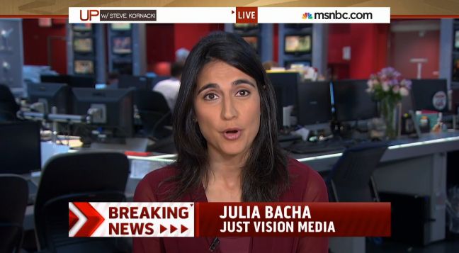 Julia Bacha being interviewed on MSNBC's Up with Steve Kornacki about the war on Gaza, July 2014
