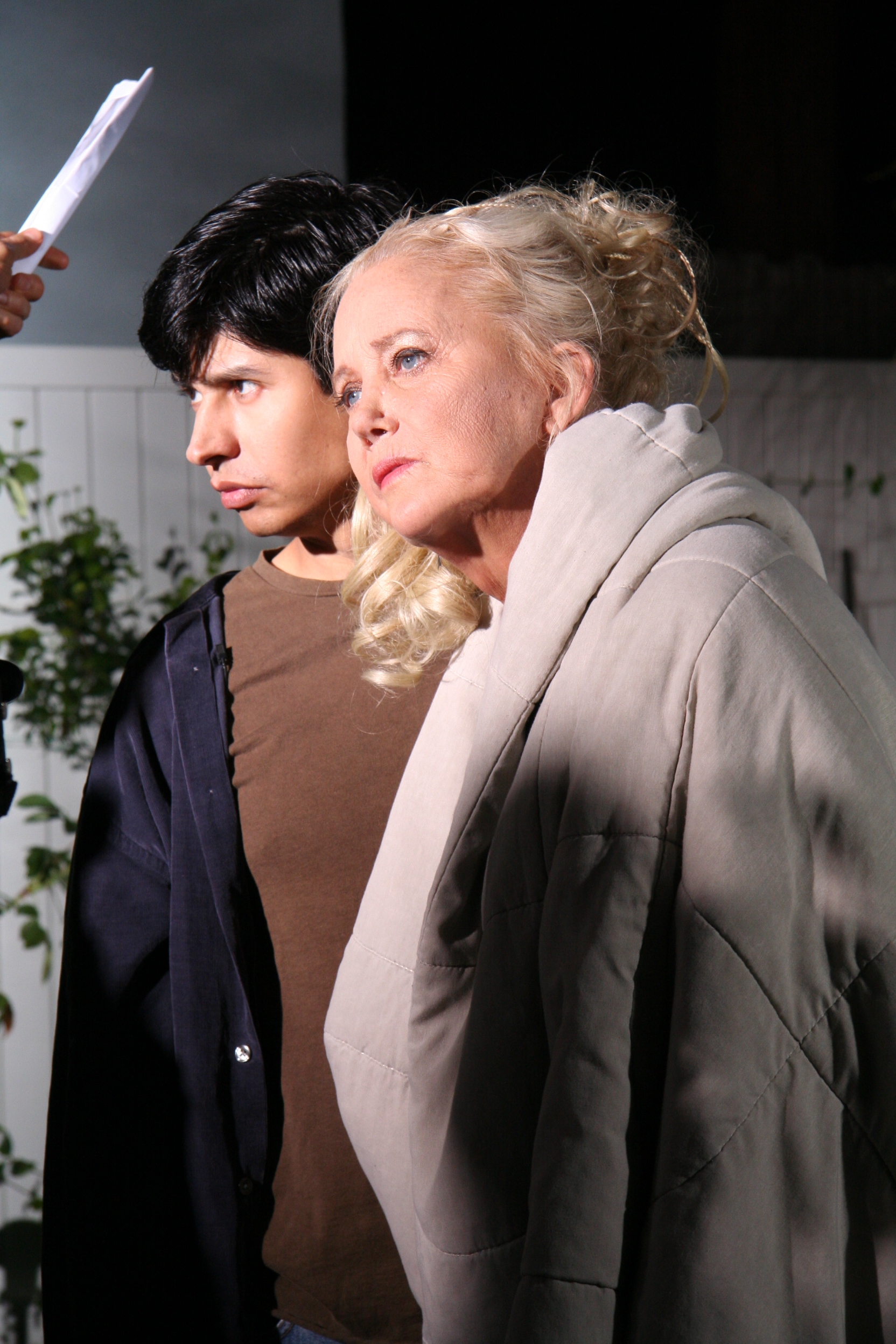 Paul Cruz & Academy Award nominated Actress Sally Kirkland, on the set of the comedy film, 