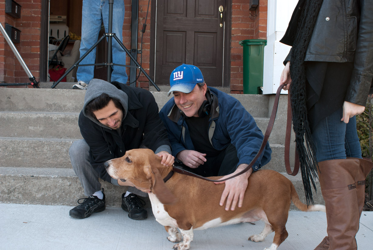 Al Miro along with writer/director Daniel Wilson, and the dog Chloe.