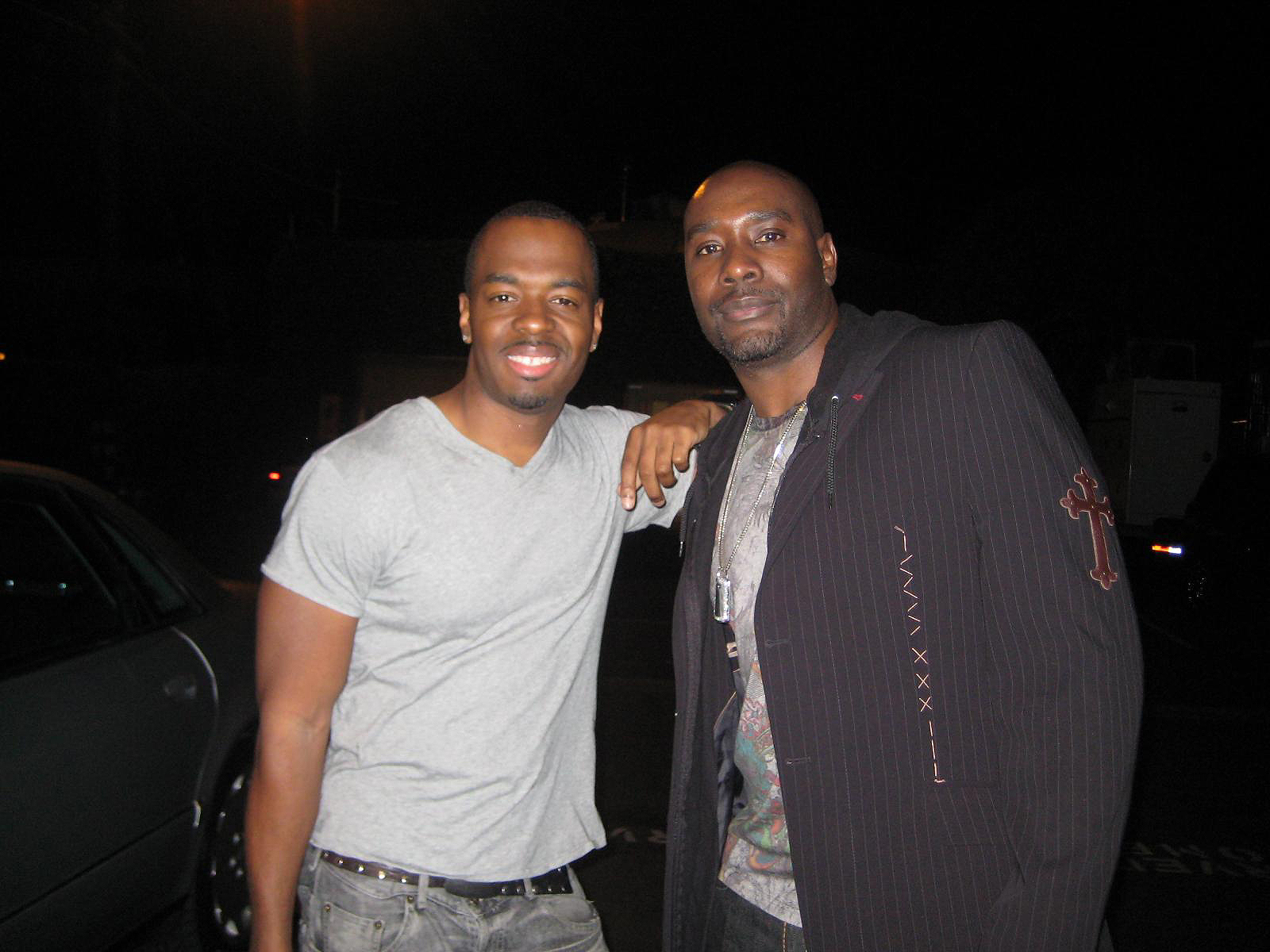 Director Marques T. Owens and actor Morris Chestnut while shooting for Untitled Jamie Foxx Documentary.