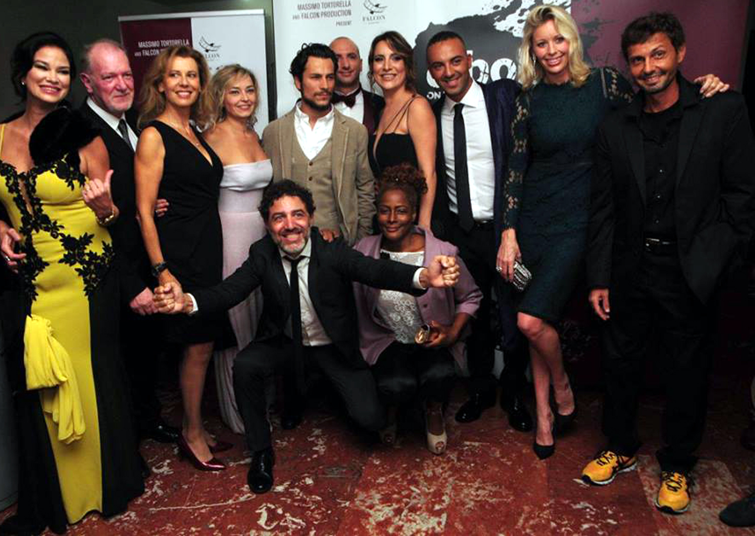 With director Christian Marazziti, producers and cast at the e-bola the Movie premiere in Rome.