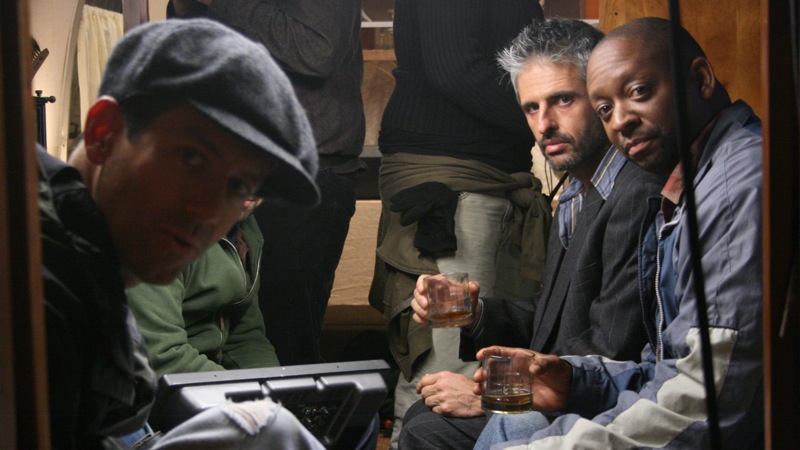 Sam Burbank, director with Mario Guariso and Michael Asberry on the set of 