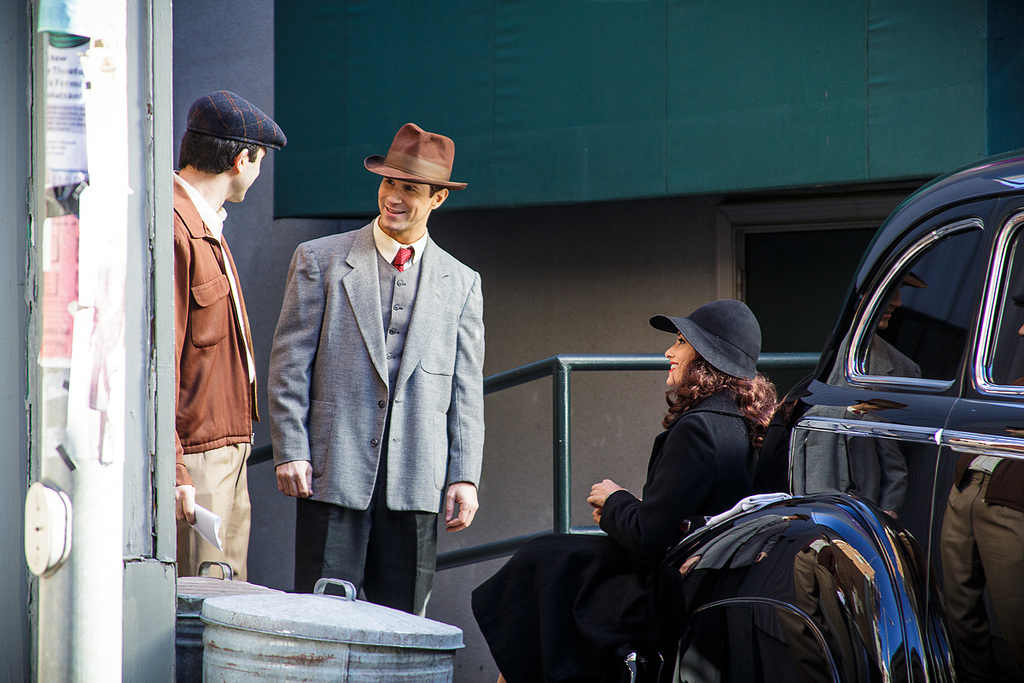 Christopher Amitrano, Travis Myers & Cara Pifko on SHARKSKIN set