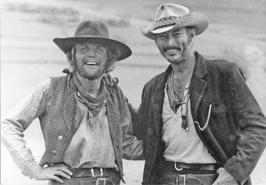 with Lee van Cleef , on the set Of DOC in 1971