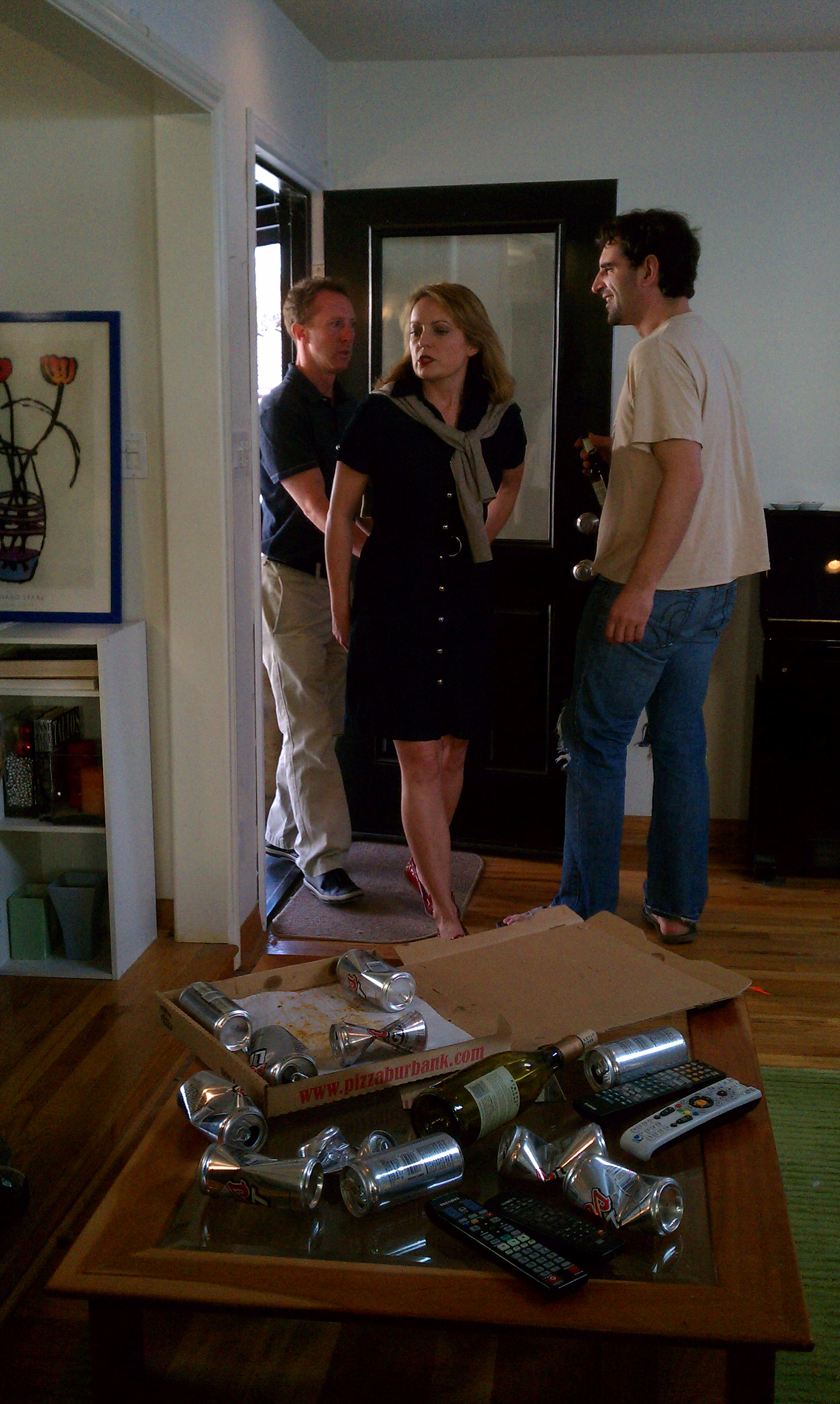 Forget You production still with Neil McGowan and Eric Michael Kochmer