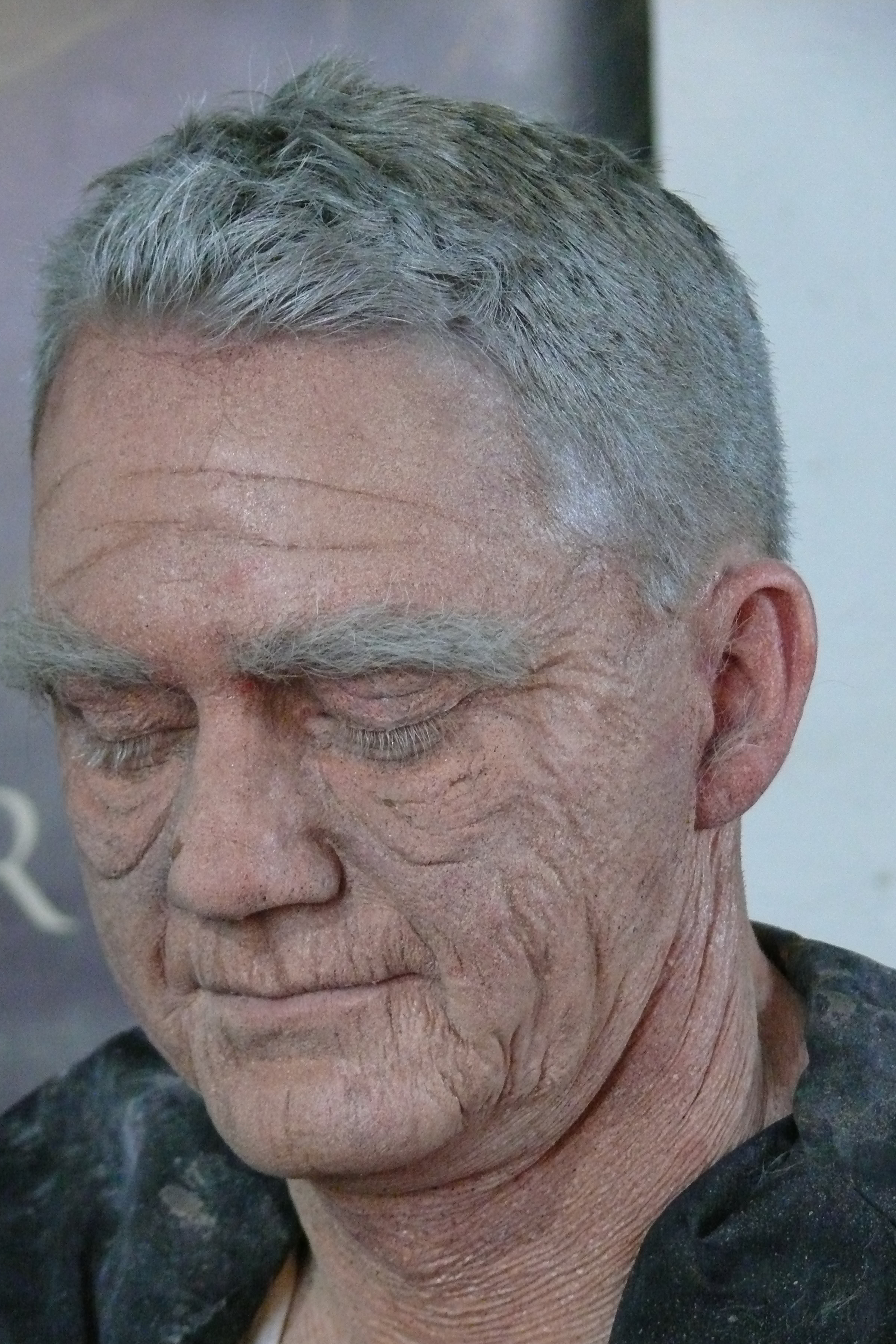 Old age makeup using stipple and foam latex eye bags prosthetics. Client and model- Gregg Stessel. 2012.