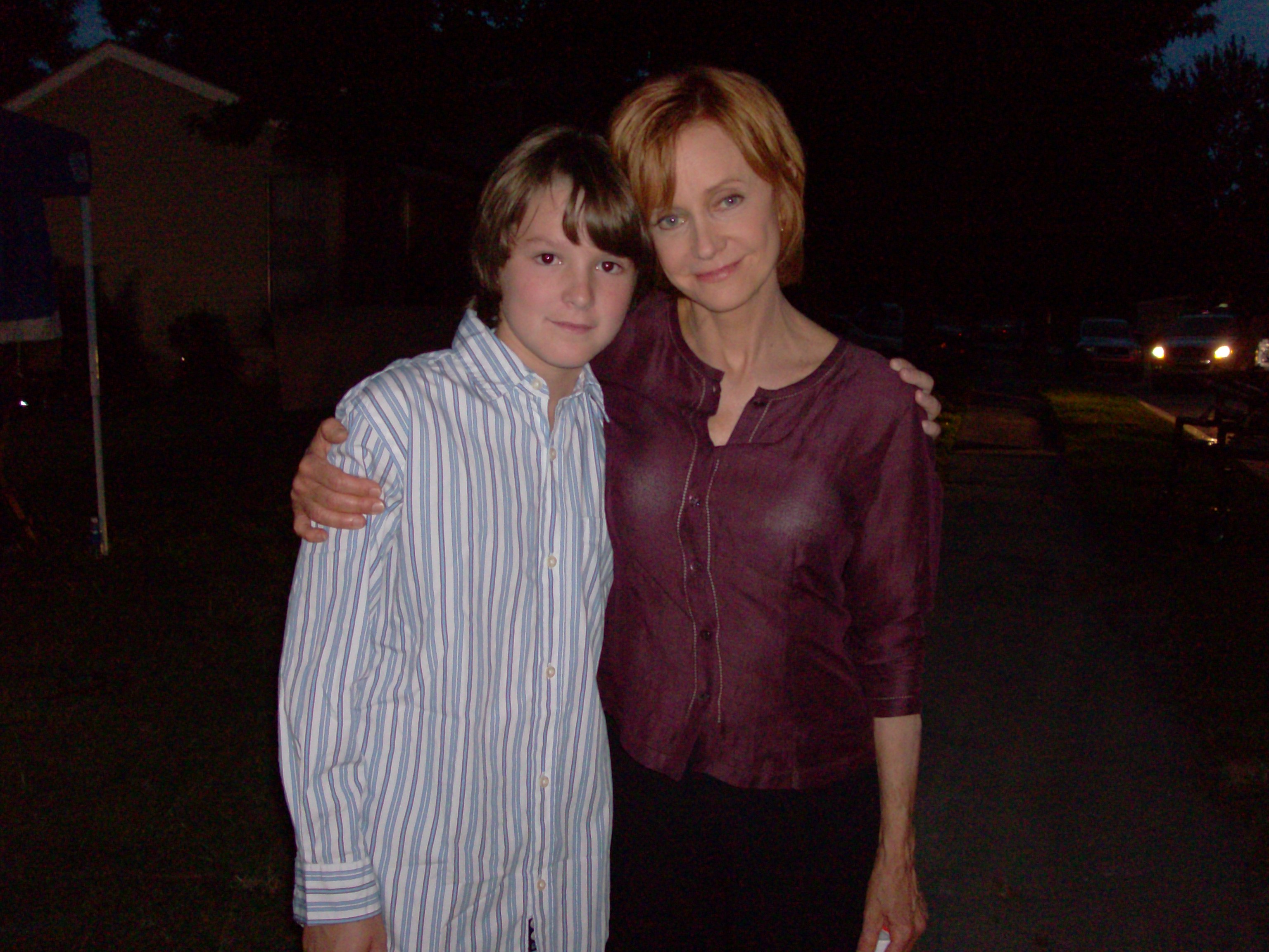 Tyler Case and Swoozie Kurtz on the set of Lifetime MOW Living Proof