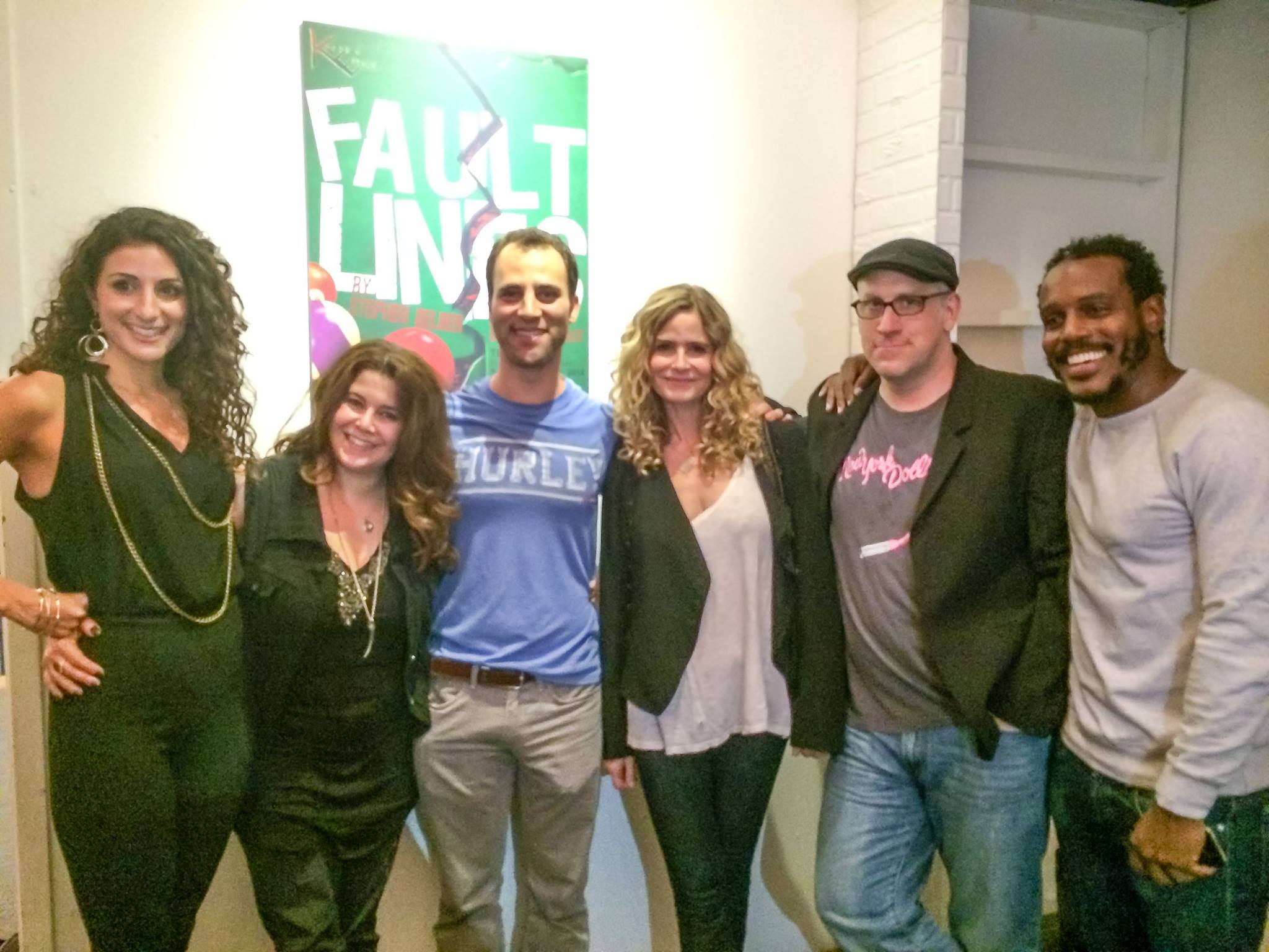 Danelle Eliav, Shira-Lee Shalit, Neil Holland, Kyra Sedgwick, Michael Puzzo and Chaz Reuben post-show at Knife Edge Productions' FAULT LINES by Stephen Belber
