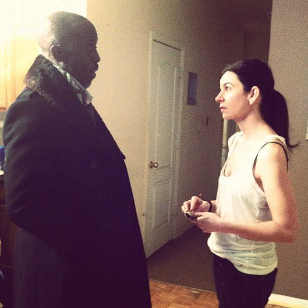 Michael K.Williams and Nancy Mitchell on the set of W8