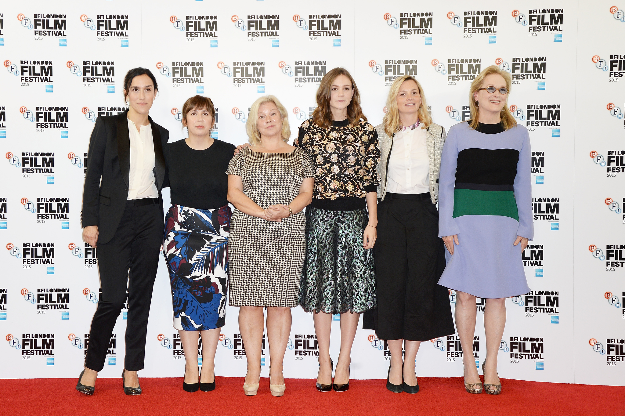 Meryl Streep, Sarah Gavron, Abi Morgan, Alison Owen, Carey Mulligan and Faye Ward at event of Suffragette (2015)