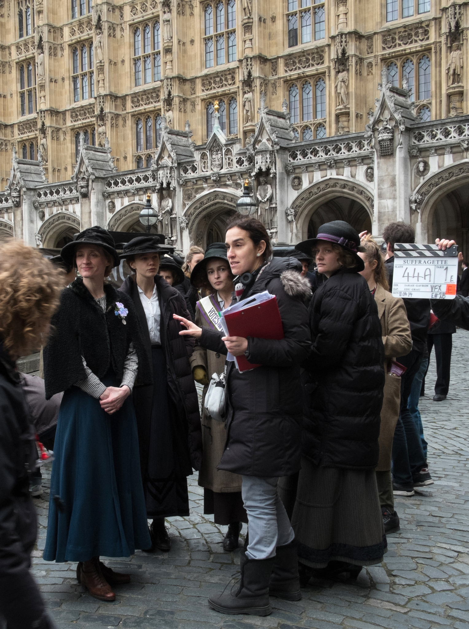 Anne-Marie Duff, Sarah Gavron and Carey Mulligan in Suffragette (2015)