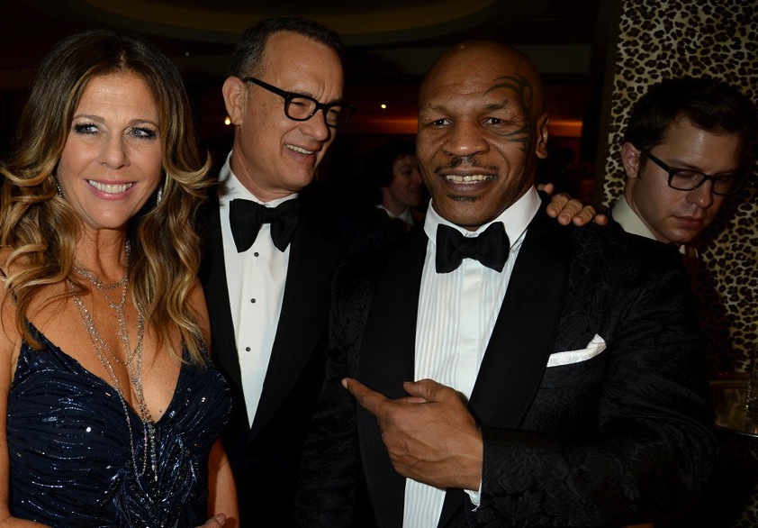 Joshua with Tom Hanks, Mike Tyson and Rita Wilson at the Golden Globes after party for HBO.