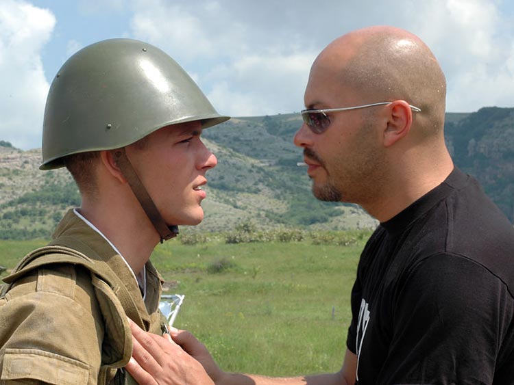 Fedor Bondarchuk and Konstantin Kryukov. Filming of The 9th Company.