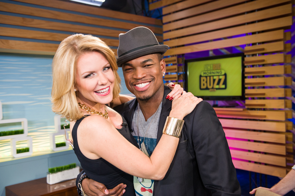 Carrie Keagan with Ne-Yo on the set of VH1's Big Morning Buzz Live with Carrie Keagan.