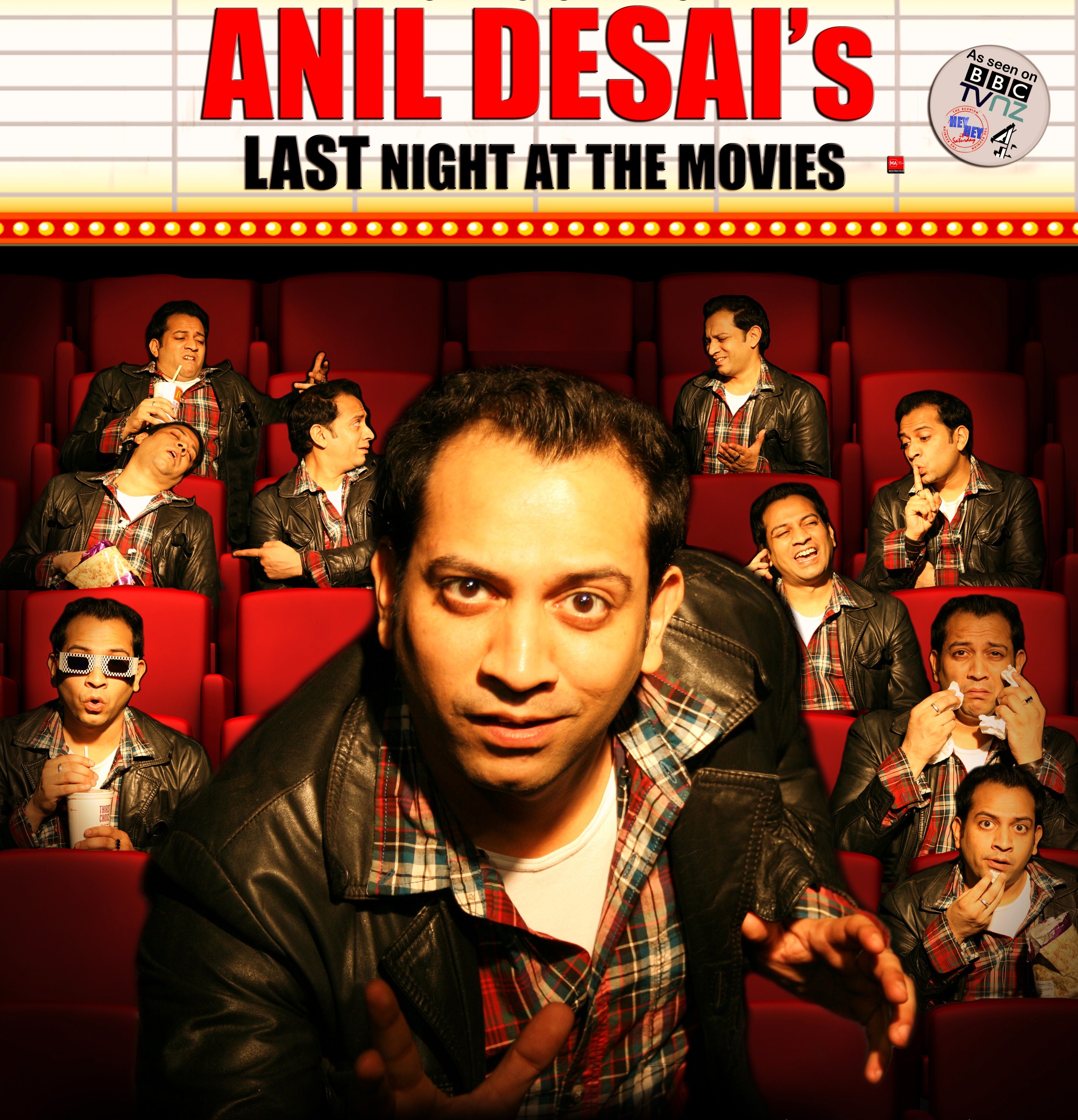 Last Night at the Movies show poster designed by Tomi Foxx & Anil Desai Melbourne International Comedy Festival 2014 Edinburgh Fringe 2014