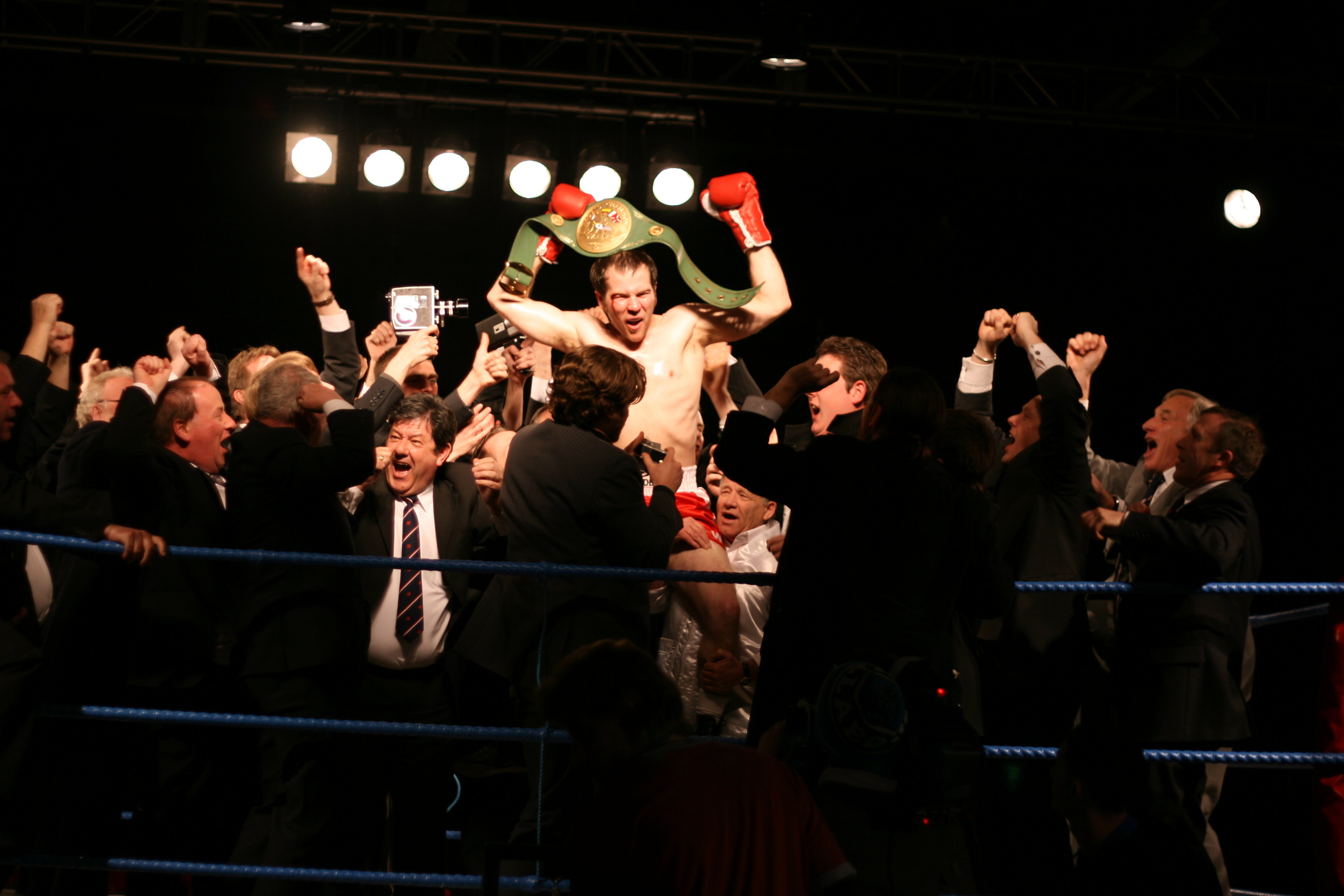Howard Winstone (Stuart Brennan) with the WBC belt!