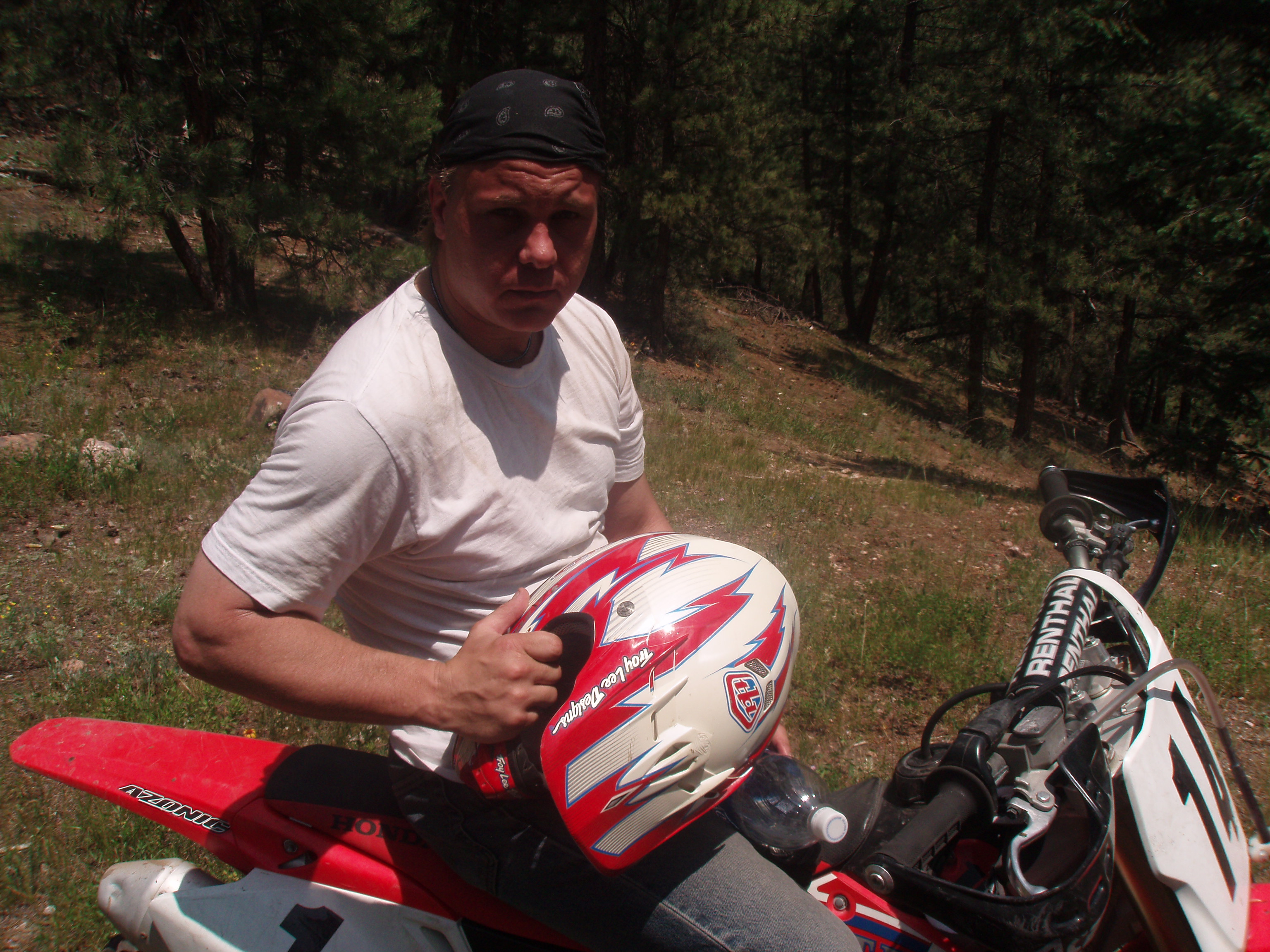 Dennis W. Hall motorcross riding in Colorada in the Rocky Mountains at 8600 feet.