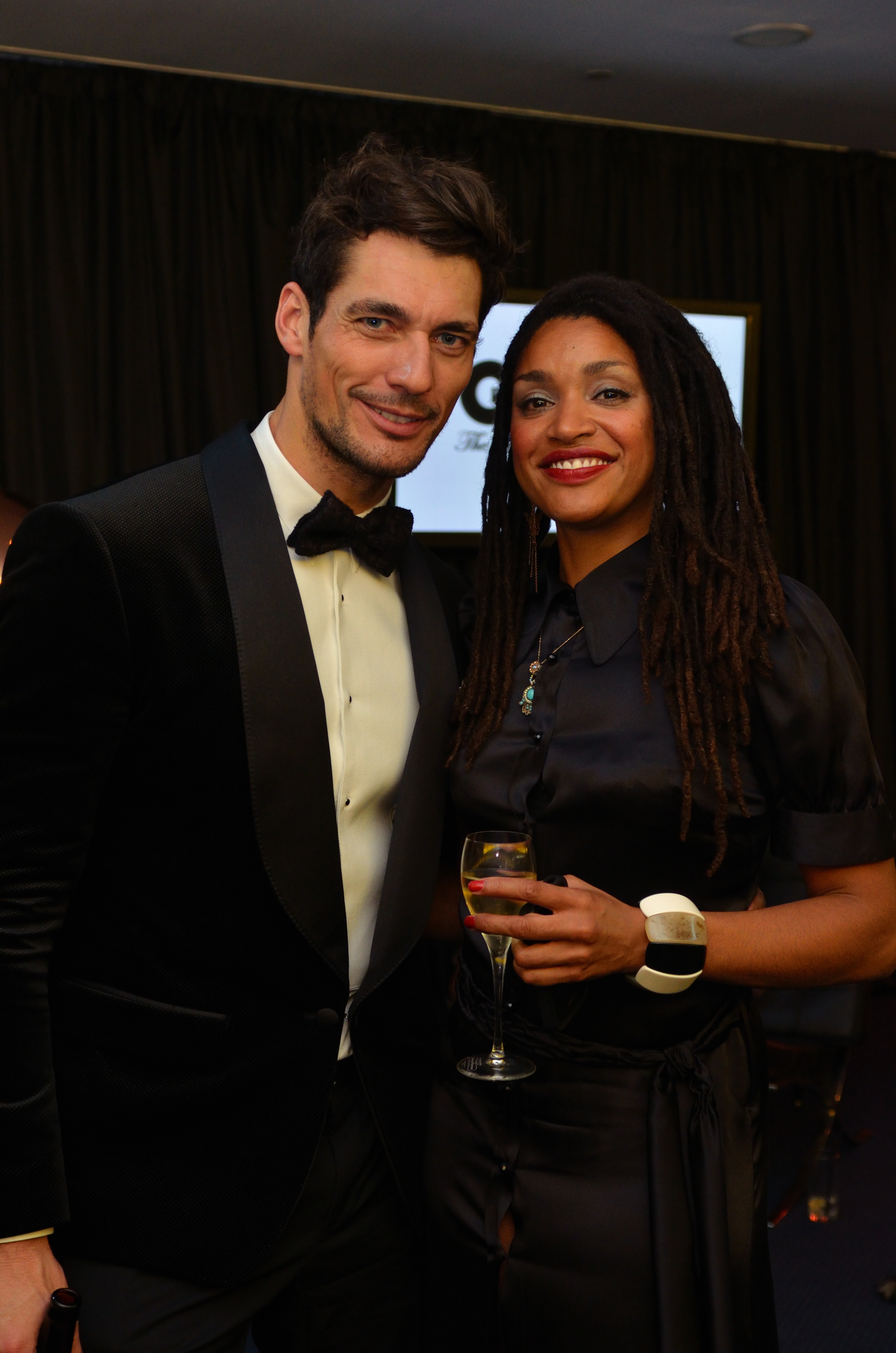 Kerri photographed with David Gandy at The GQ Man of the Year Awards.
