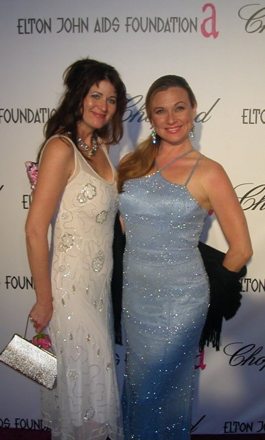 Michelle Tolan and Cyndi Marinangel on the red carpet of the 77th Academy Awards Elton John after party